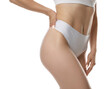 © New Africa - Closeup view of slim woman in underwear on white background. Cellulite problem concept