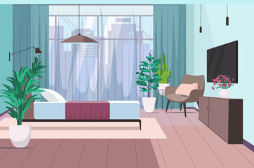 Wall Mural - modern bedroom interior empty no people house room with furniture horizontal