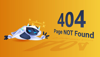 Poster - frustrated robot 404 page not found error artificial intelligence technology concept full length
