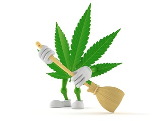 Sticker - Cannabis character sweeps the floor