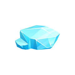 Poster - Crystal ice icon or iceberg, frozen cube of glass or snow, vector blue cold frost rock. Frozen water block or winter gem, isolated cartoon icicle, or arctic ice crystal stone and glacier piece