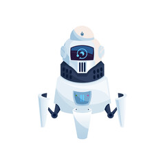 Poster - humanoid robot isolated futuristic cyborg digital character with screen display on head. vector mode