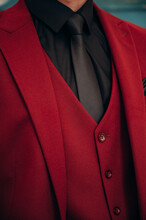 Red Suit For A Man, Tuxedo, Three-piece Suit