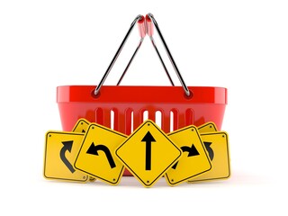 Wall Mural - Shopping basket with road signs