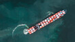 © Yellow Boat - tug ship drag container cargo smart ship vessel to cargo international container yard port concept shipping by sea.