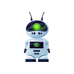 Poster - artificial intelligence digital robot with antenna isolated icon. vector humanoid robotic automation