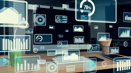 Business visual data analysis technology by creative computer software . Concept of digital data for marketing analysis and investment decision making .