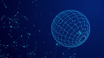 Leinwandbilder - Sphere with connecting points. Global Connection Technology. The accumulation of information. 3D rendering.