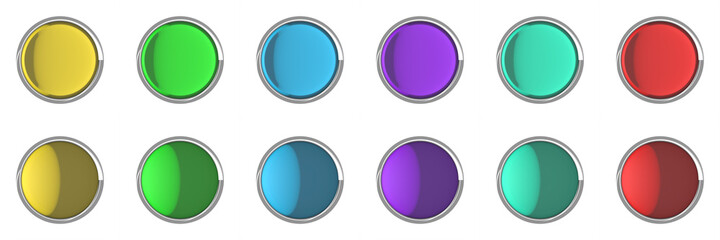 Poster - set of colored buttons on a white background. website design, games and more.