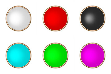 Poster - set of colored buttons on a white background. website design, games and more.