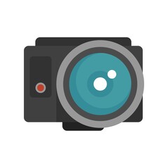Poster - Fish eye action camera icon flat isolated vector
