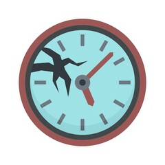 Poster - Broken wall clock icon flat isolated vector
