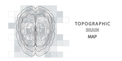 Wall Mural - Abstract topographic map of human brain. Conceptual of creative and artificial intelligence. Futuristic forms of lines brain structure on white.