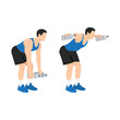 © lioputra - Man doing Bent over water bottle flyes exercise. Flat vector illustration isolated on white background