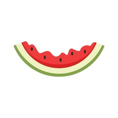 Poster - Eaten watermelon slice icon flat isolated vector