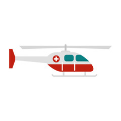 Poster - Alert ambulance helicopter icon flat isolated vector