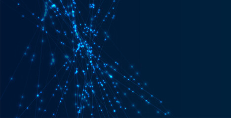 Abstract technology background with lines and glowing dots