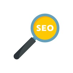 Poster - Seo magnifier icon flat isolated vector