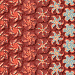 Fototapete - Simple geometric stylized pattern of flowers. 3d rendering minimal design. Abstract digital illustration