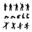 stick figure stickman pictogram, prayer icon, people in various poses