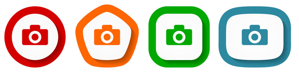 Poster - Camera vector icon set, flat design flat design buttons on white background