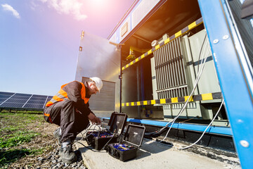 Wall Mural - execution of electrical measuring works on the power transformer