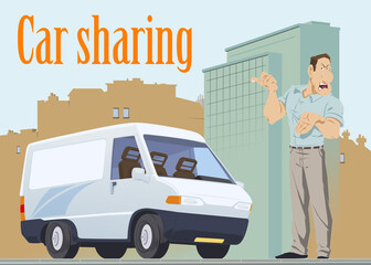 Wall Mural - Car sharing illustration concept. Illustration for internet and mobile website.