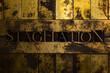 Stagflation text on vintage textured grunge copper and gold background