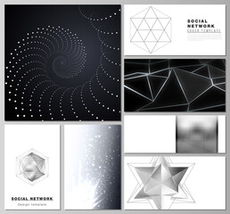 Poster - The minimalistic abstract vector layouts of modern social network mockups in popular formats. 3d polygonal geometric modern design abstract background. Science or technology vector illustration.