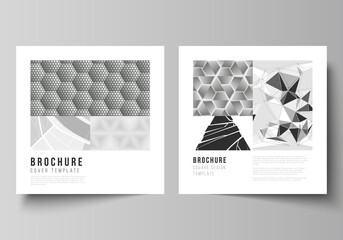 Poster - Minimal vector illustration of editable layout of two square format covers design templates for brochure, flyer, magazine. Abstract geometric triangle design background using triangular style patterns