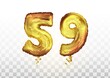 vector Golden foil number 59 fifty nine metallic balloon. Party decoration golden balloons. Anniversary sign for happy holiday, celebration, birthday.
