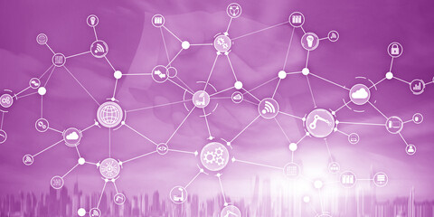 Wall Mural - global business connection. innovation concept on virtual screen. internet of things. smart industry
