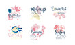 © topvectors - Beauty Salon or Beauty Parlor Watercolor Logo Design Vector Set
