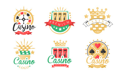 Canvas Print - Casino Premium Logo Design as Gambling Graphic Emblem Vector Set