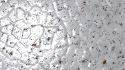 Poster - Abstract white-gray volumetric 3D background from convex elements and traces of rust. Rendering an image.