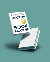 Poster - Blank realistic book cover mockup - e-book and marketing template vector illustration.