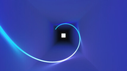 Poster - 3D illustration of blue ray of light advancing through the tunnel