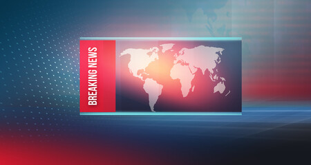 Sticker - Graphical abstract technology background with a breaking news frame, high-tech