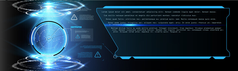 Poster - Virtual reality. Futuristic display Callouts titles. modern digital info. Tech digital info boxes hud templates. Futuristic set advertising communication. Vector illustration

