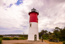 View Of Historic Nauset Lighthouse Along The Cape Cod National Seashore.