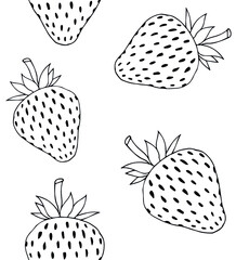 Sticker - Vector seamless pattern of hand drawn doodle sketch strawberry isolated on white background