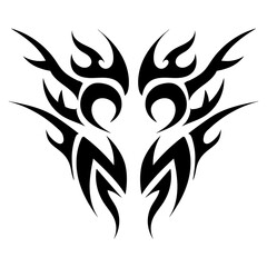 Poster - Abstract illustration in the form of a mirrored tattoo. A decorative image of smooth lines.