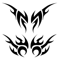 Poster - Abstract illustration in the form of a mirrored tattoo. A decorative image of smooth lines.