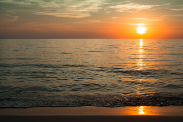 View of the amazing sunset over ocean.