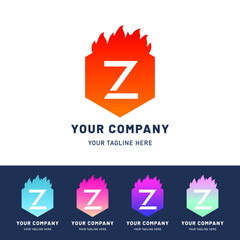 Poster - Modern Letter Z Fire Logo