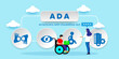 ADA americans with disabilities act concept With icons. Cartoon Vector People Illustration