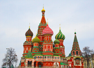 The Cathedral of Vasily the Blessed, Orthodox church in Red Square of Moscow. St. Basil's Cathedral was listed as a UNESCO World Heritage Site. Mar. 2017.