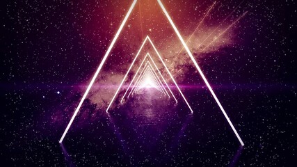 Wall Mural - galaxy through neon light loop. travel passing neon light with star glow go to deep galaxy seamless 