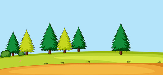 Wall Mural - empty park landscape scene with many trees