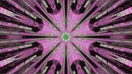 Wall Mural - 3D rendering of a bright neon pink tunnel exploding with sharp edges